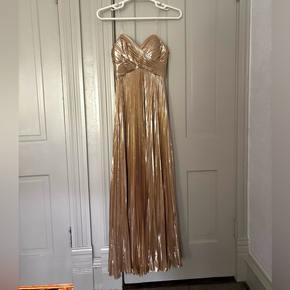 Gold Strapless Formal Dress